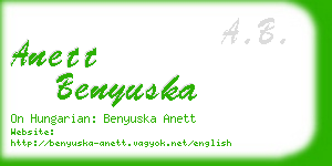 anett benyuska business card